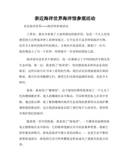 亲近海洋世界海洋馆参观活动