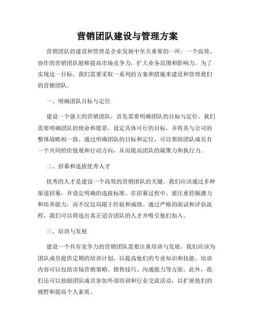 营销团队建设与管理方案
