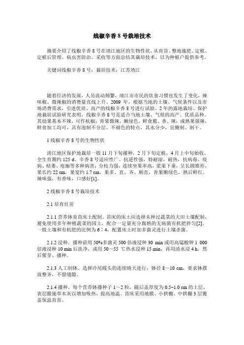 线椒辛香8号栽培技术