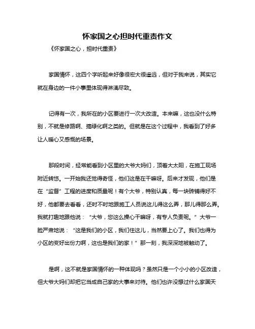 怀家国之心担时代重责作文