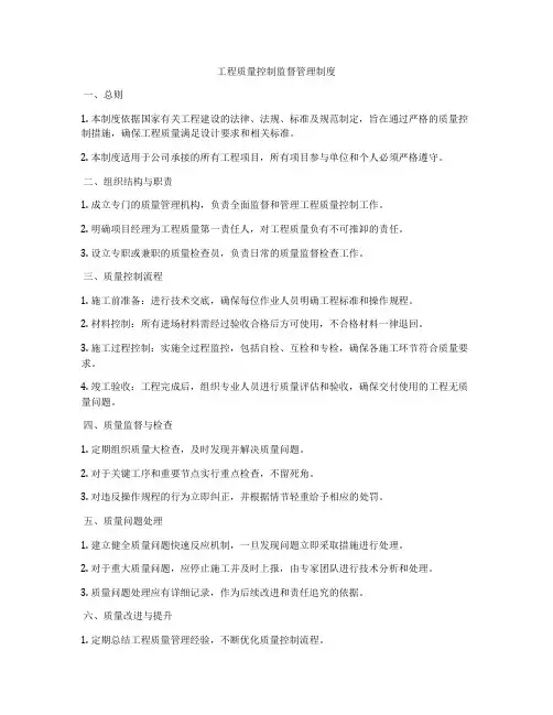 工程质量控制监督管理制度