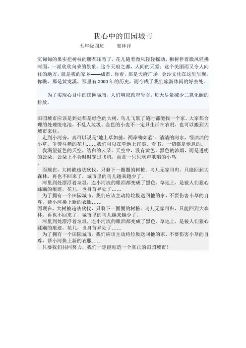 我心中的田园城市
