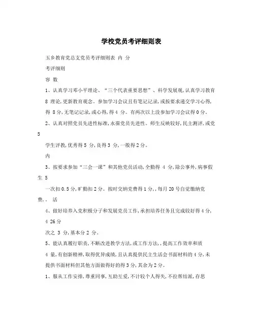 学校党员考评细则表