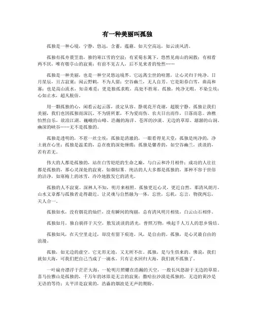 有一种美丽叫孤独