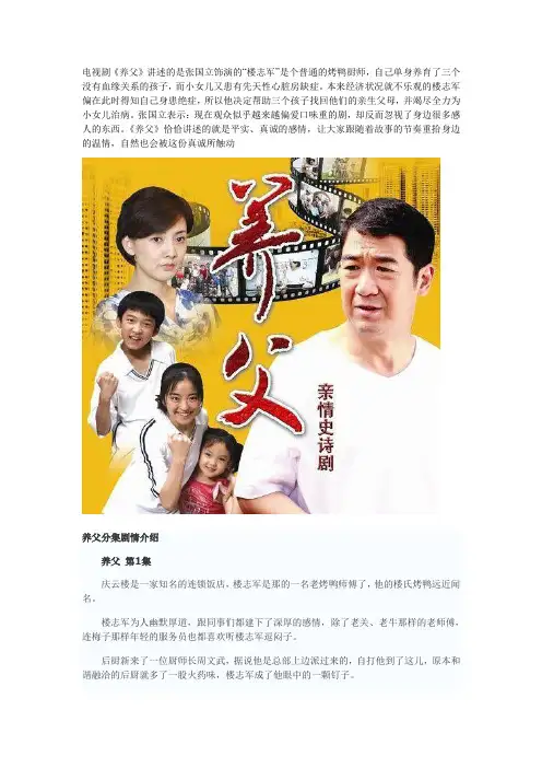 电视剧《养父》分集剧情介绍 (1-40集)