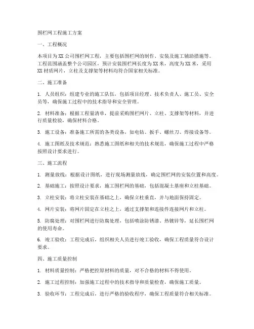 围栏网工程施工方案