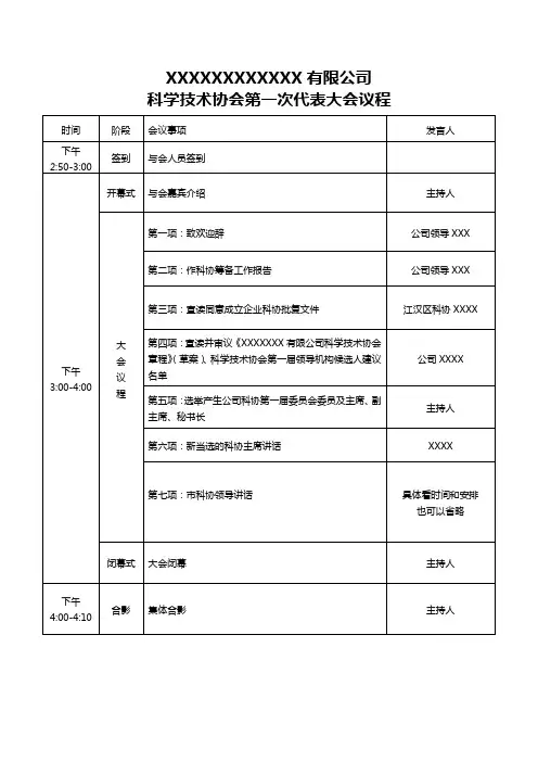 议程-公司科协成立大会会议议程(范本)