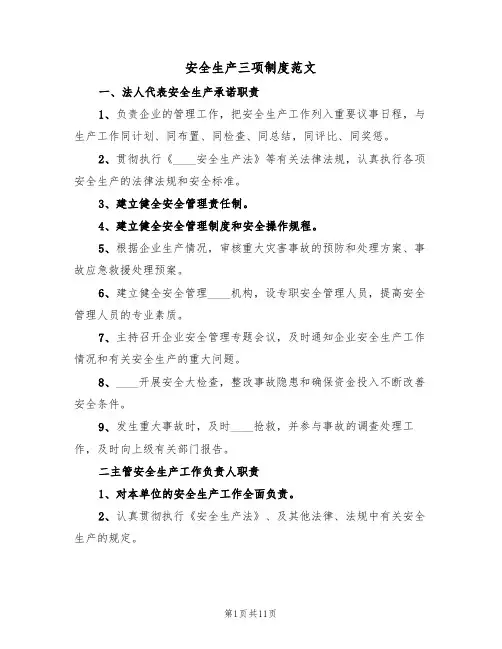安全生产三项制度范文(3篇)