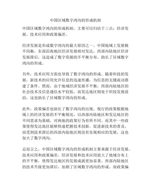 中国区域数字鸿沟的形成机制