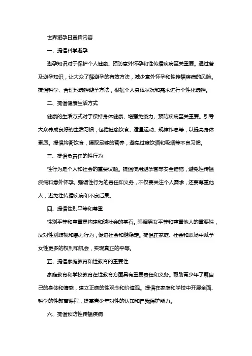 世界避孕日的宣传内容