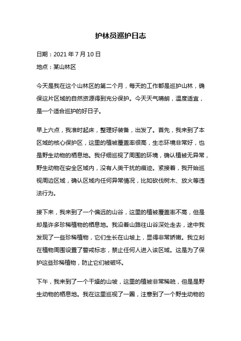 护林员巡护日志