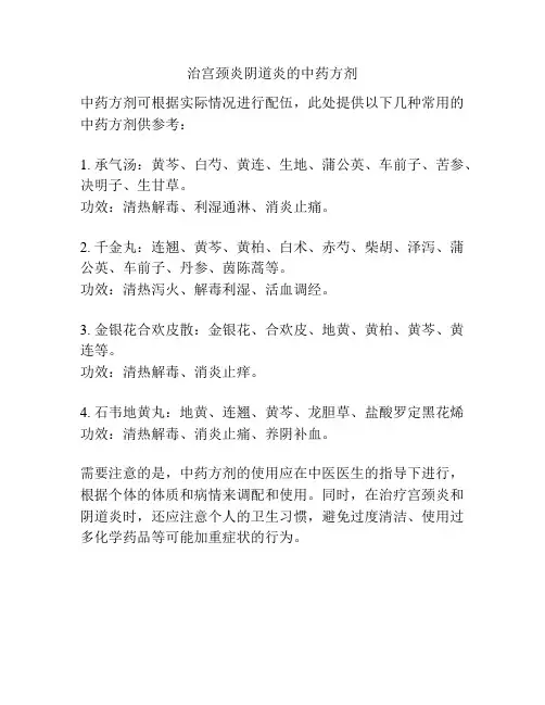 治宫颈炎阴道炎的中药方剂