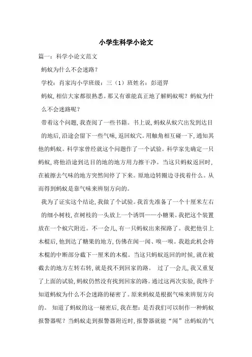 小学生科学小论文-最新范文