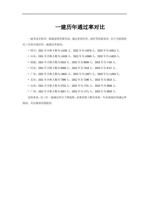 一建历年通过率对比