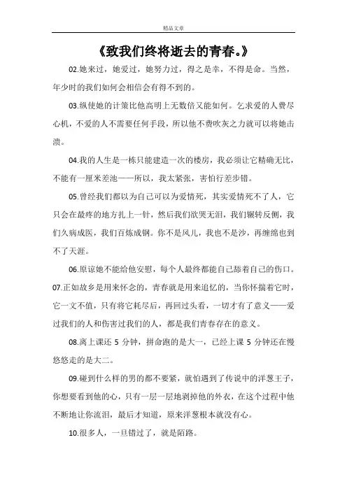 《致我们终将逝去的青春。》