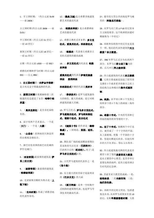 外国建筑史期末考试复习重点知识点简答大题 名词解释 论述题