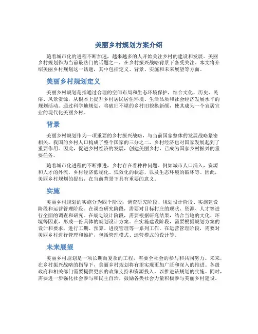 美丽乡村规划方案介绍