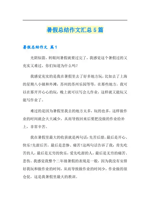 暑假总结作文汇总5篇