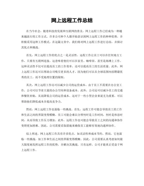 网上远程工作总结
