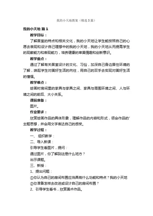 我的小天地教案（精选5篇）