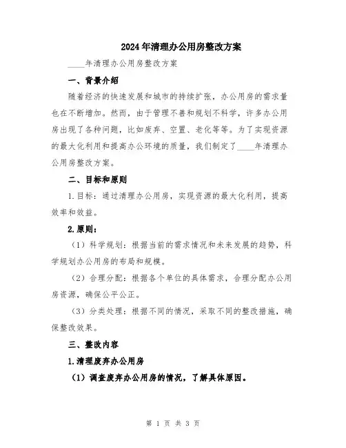 2024年清理办公用房整改方案