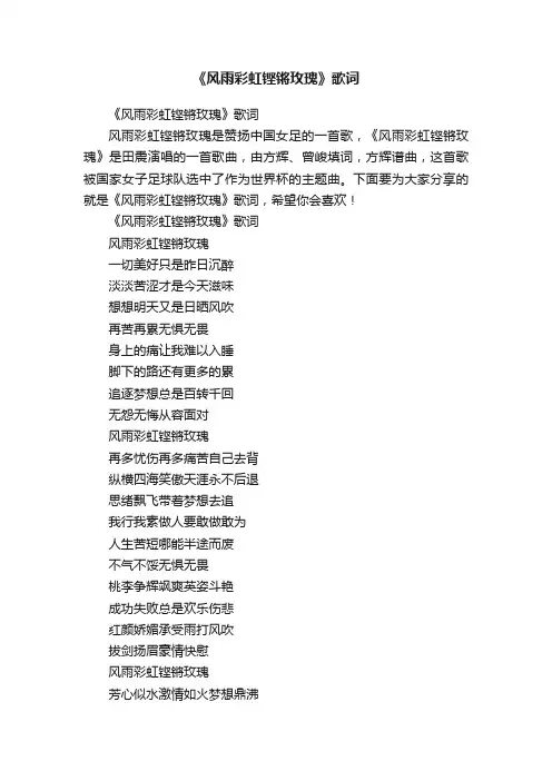 《风雨彩虹铿锵玫瑰》歌词