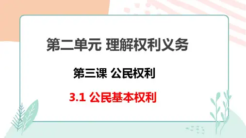 3.1 公民基本权利 课件(29张PPT)-2023-2024学年统编版道德与法治八年级下册