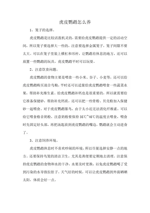虎皮鹦鹉怎么养