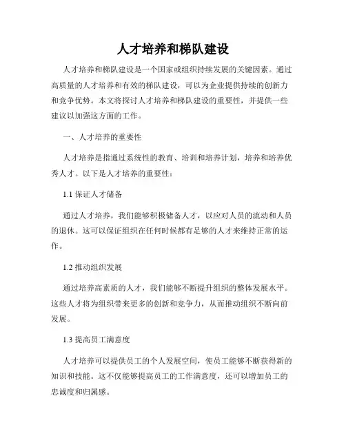 人才培养和梯队建设