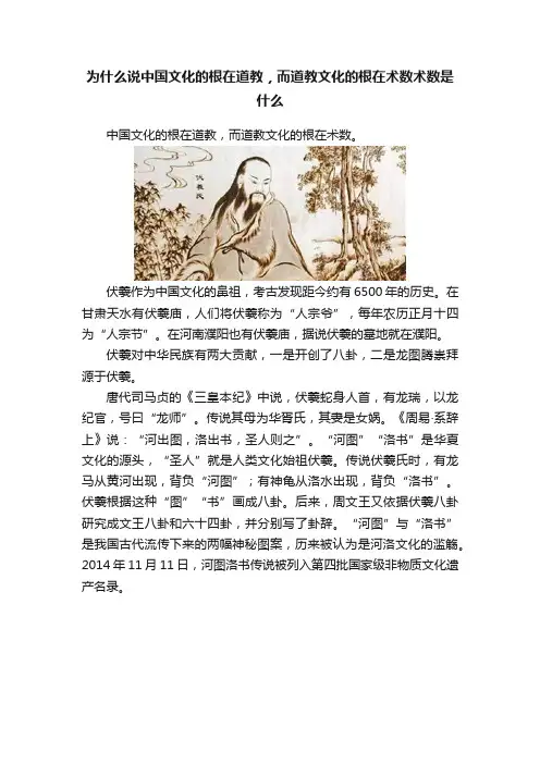 为什么说中国文化的根在道教，而道教文化的根在术数术数是什么