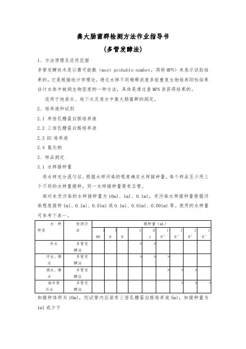 粪大肠菌群检测方法作业指导书