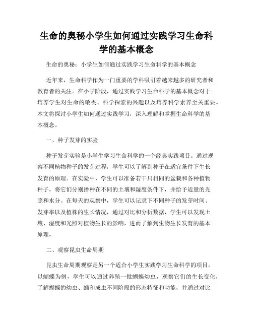 生命的奥秘小学生如何通过实践学习生命科学的基本概念