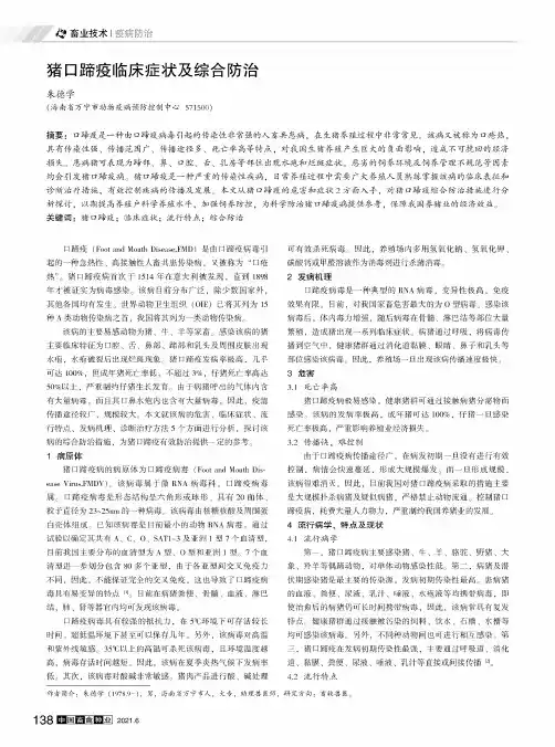 猪口蹄疫临床症状及综合防治