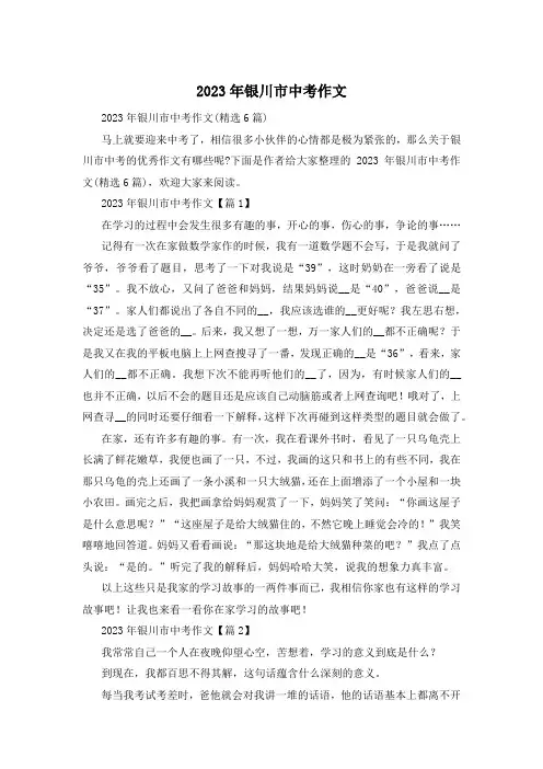 2023年银川市中考作文