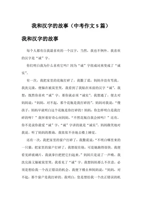我和汉字的故事(中考作文5篇)