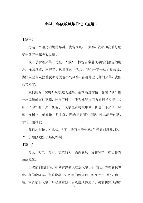 小学二年级放风筝日记(五篇)