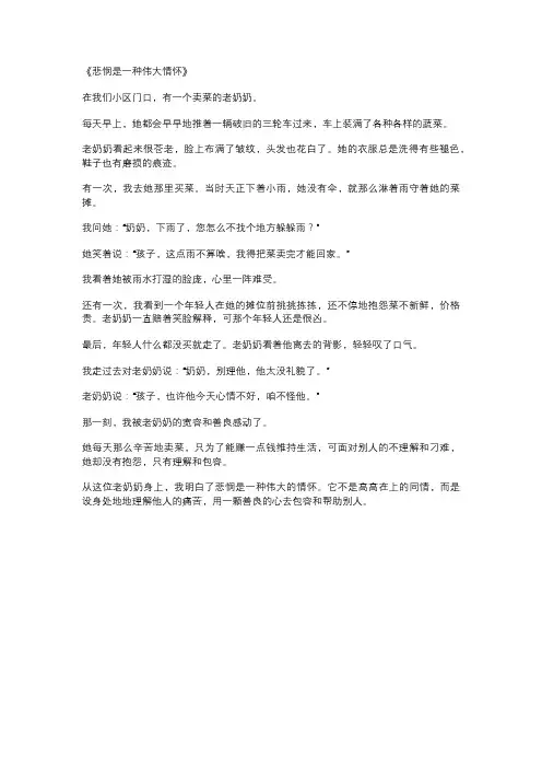 悲悯是一种伟大情怀作文