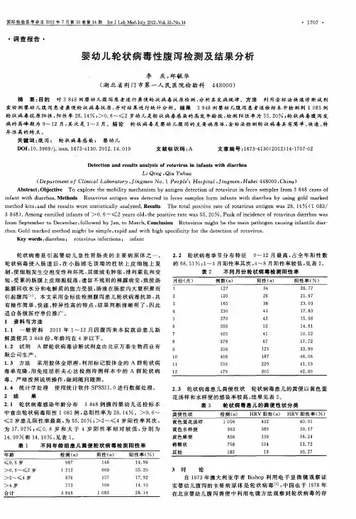 婴幼儿轮状病毒性腹泻检测及结果分析