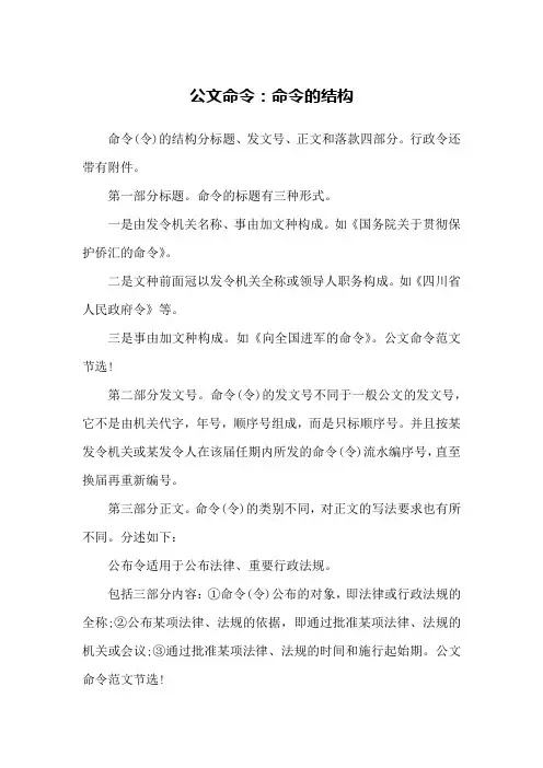 公文命令：命令的结构