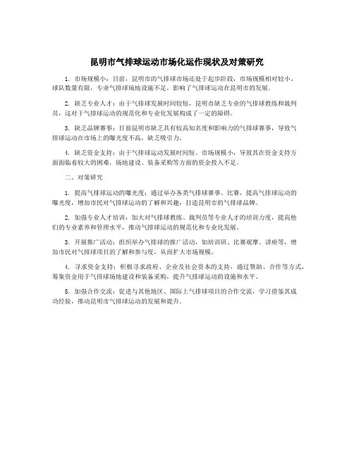 昆明市气排球运动市场化运作现状及对策研究