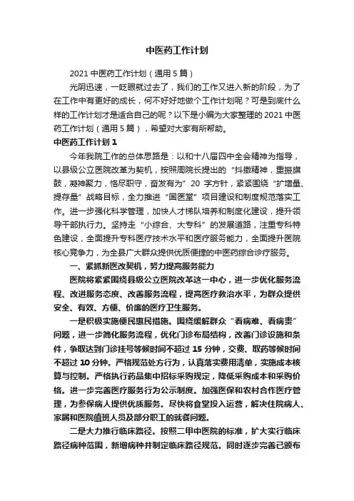 中医药工作计划