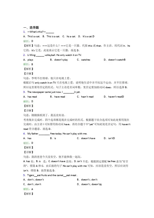 初三英语常用语法知识——名词习题(含答案)