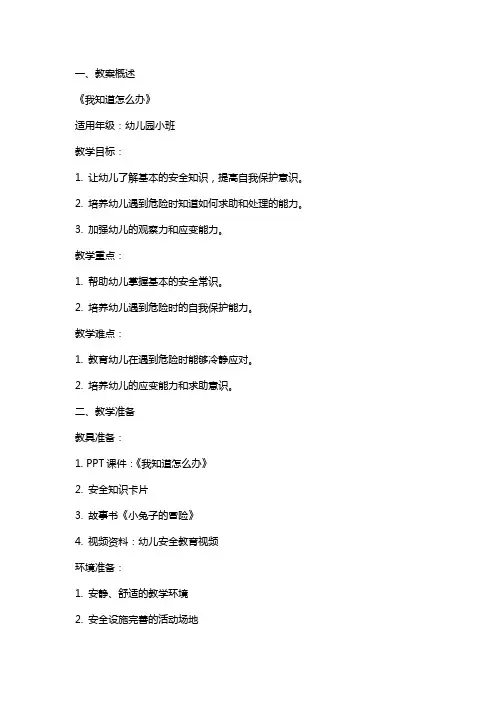 幼儿园小班安全教案《我知道怎么办》含反思