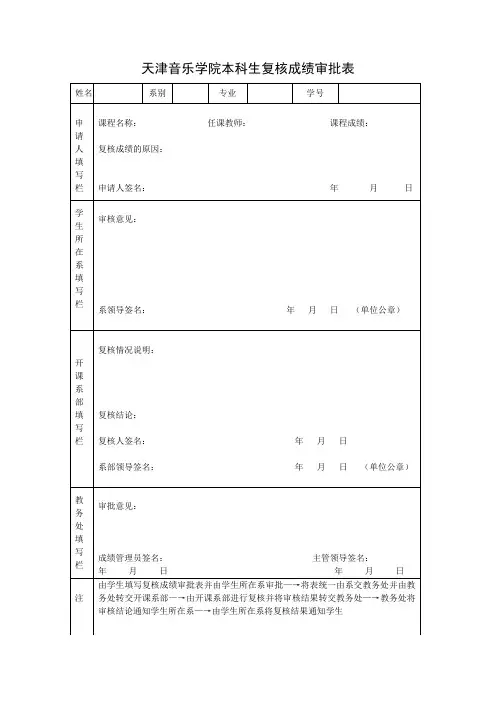学生复核成绩审批表