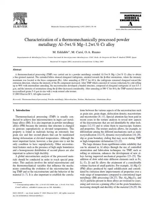 Characterization of a thermomechanically processed powder metallurgy Al–5wt.% Mg–1.2wt.% Cr alloy