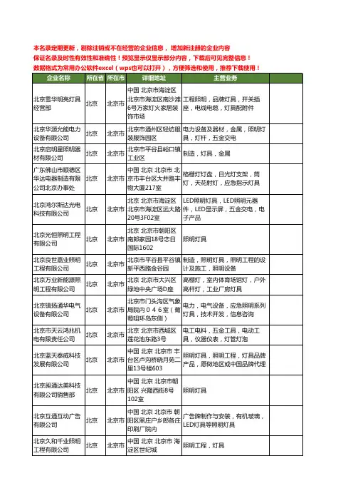 新版北京市灯具照明工商企业公司商家名录名单联系方式大全80家