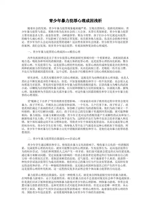 青少年暴力犯罪心理成因浅析