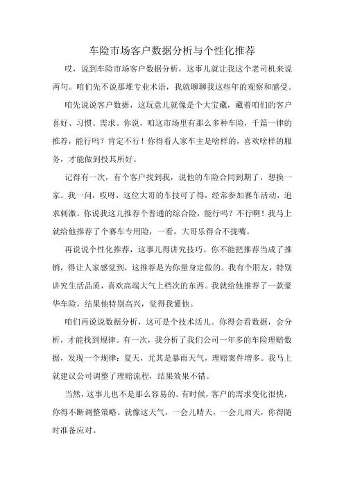 车险市场客户数据分析与个性化推荐