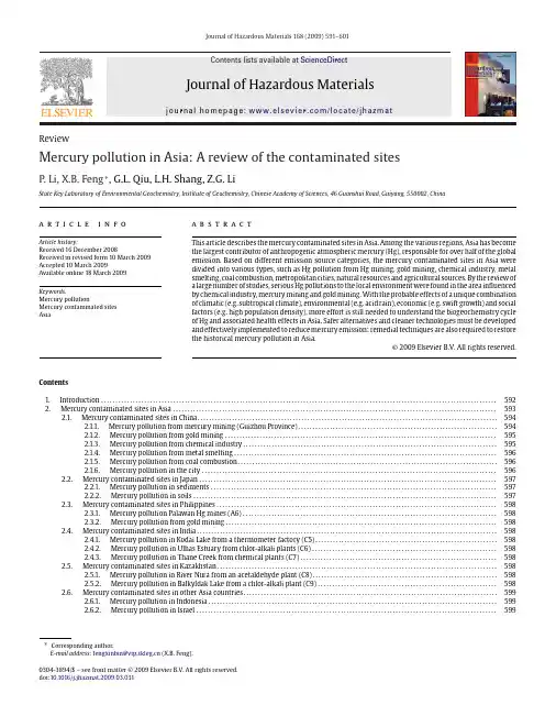 Mercury pollution in Asia A review of the contaminated sites
