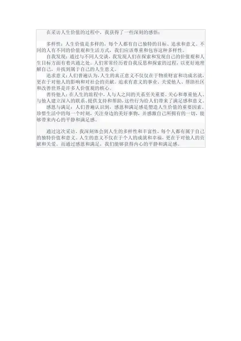 人生价值采访感悟